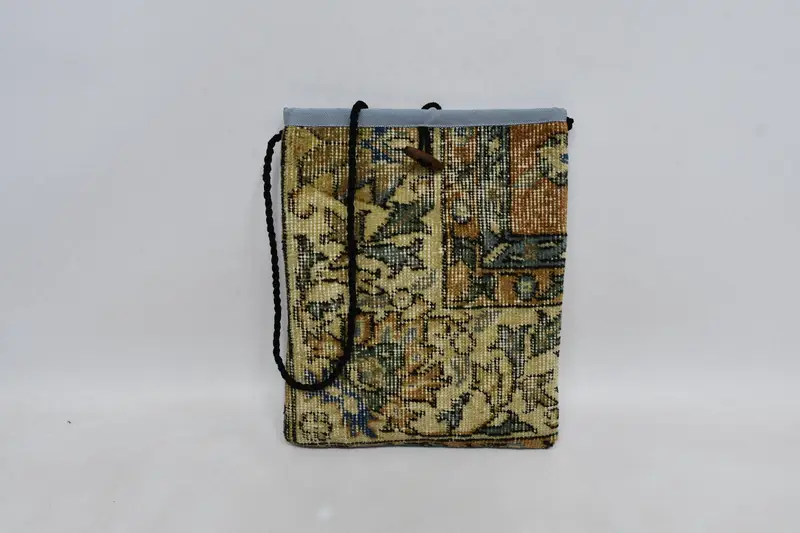 Ayarlanabilir Askılı Vintage Motifli Yün Kilim Çanta, Çapraz Çanta