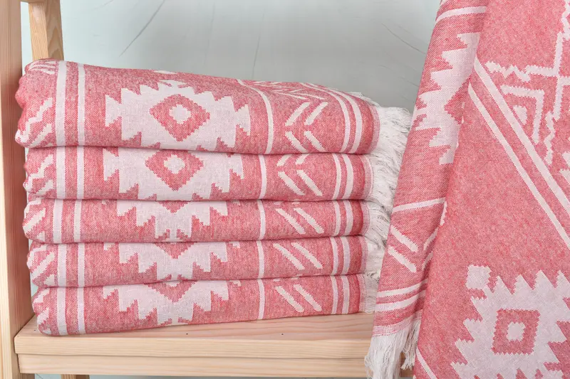 74x40 Cotton Geometric Towel, Grandma Gift, Cotton towel, Luxury Turkish beach towel with fringe, Lightweight Turkish towel, Turkish towel - 2