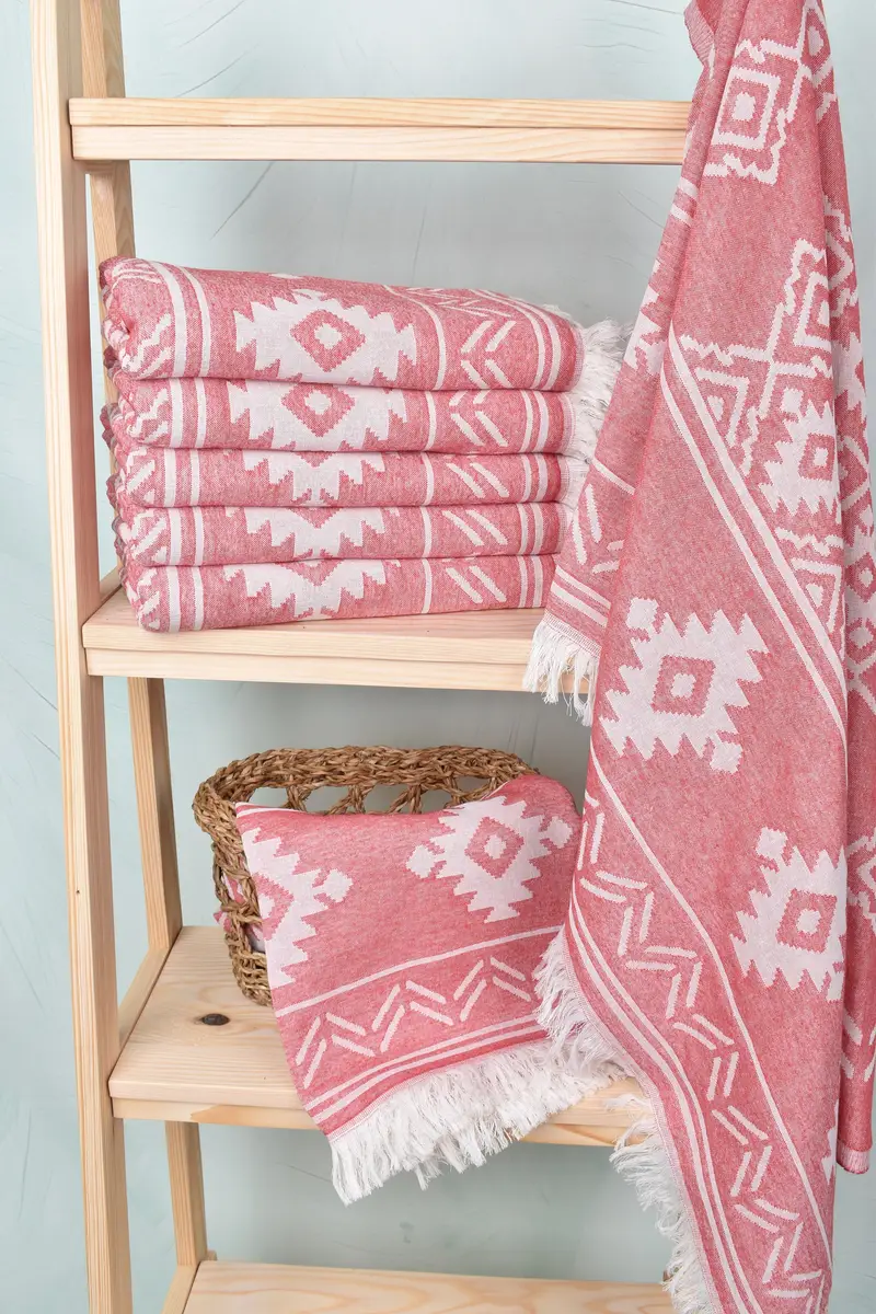 74x40 Cotton Geometric Towel, Grandma Gift, Cotton towel, Luxury Turkish beach towel with fringe, Lightweight Turkish towel, Turkish towel - 4