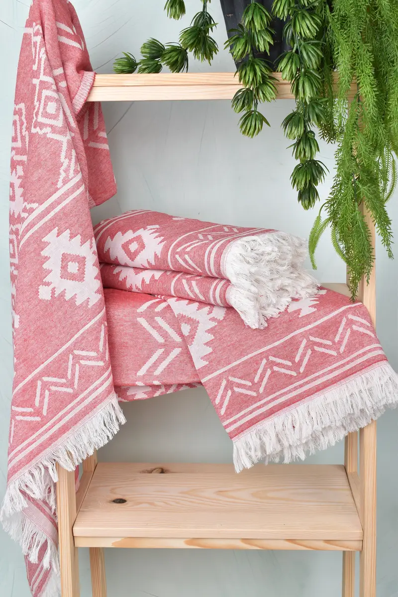 74x40 Cotton Geometric Towel, Grandma Gift, Cotton towel, Luxury Turkish beach towel with fringe, Lightweight Turkish towel, Turkish towel - 7