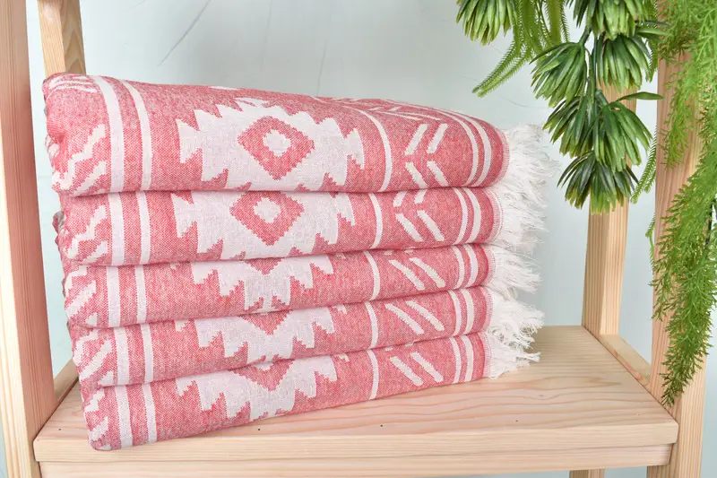 74x40 Cotton Geometric Towel, Grandma Gift, Cotton towel, Luxury Turkish beach towel with fringe, Lightweight Turkish towel, Turkish towel - 3