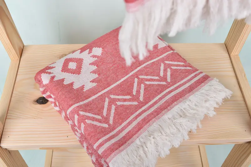 74x40 Cotton Geometric Towel, Grandma Gift, Cotton towel, Luxury Turkish beach towel with fringe, Lightweight Turkish towel, Turkish towel - 6