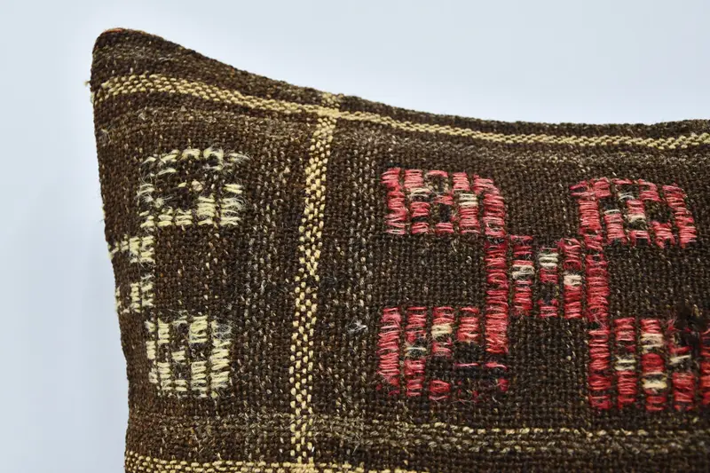 Boho Pillow Sham Cover, Boho Pillow, Vintage Kilim Throw Pillow, Outdoor Throw Pillow, 20x20 Brown Cushion Cover, Pillow Cover - 2