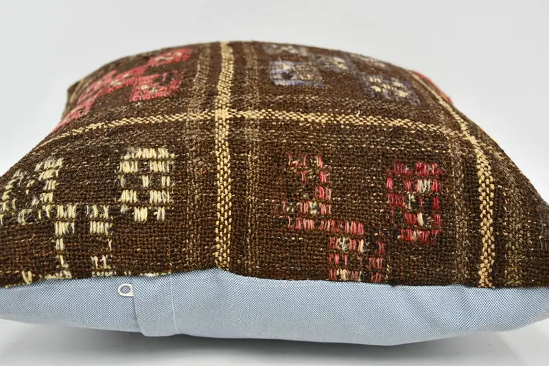 Boho Pillow Sham Cover, Boho Pillow, Vintage Kilim Throw Pillow, Outdoor Throw Pillow, 20x20 Brown Cushion Cover, Pillow Cover - 6