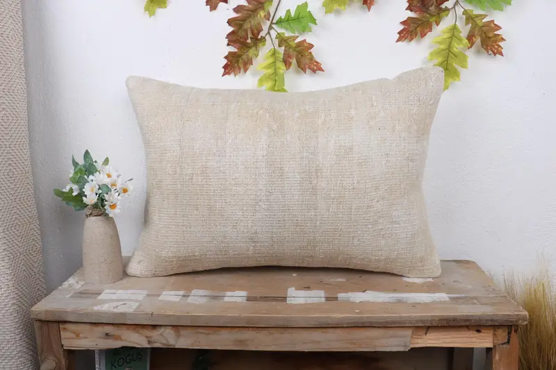 Boho Pillow, 16x24 Beige Pillow Case, Living Room Throw Cushion, Pillow Case, Outdoor Bolster Pillow Case, Home Decor Pillow, Gift Pillow - 1