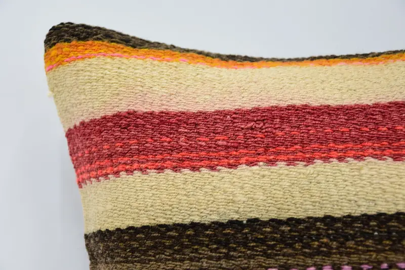 Ethnical Kilim Rug Pillow, Vintage Kilim Pillow, Boho Pillow Sham Cover, Seat Pillow Sham, Pillow, 12x12 Beige Pillow Cover - 2