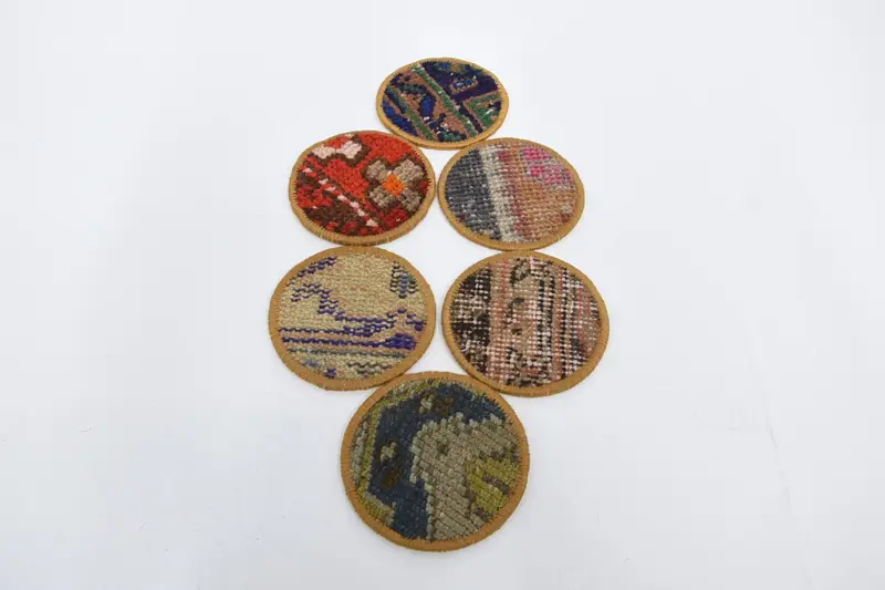 Orange and Brown Woven Coaster, Durable Coffee Pad Coaster