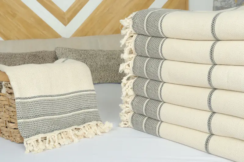 Shower Curtain, Bridal Shower Gift, Monogram Blanket, Bride Gift, Organic Throw, 104x96 Cotton Striped Towel, Throw Blanket, Turkish Beach Blanket - 4