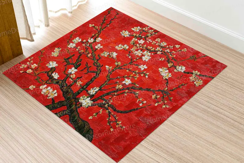 Eleganter bedruckter Teppich: Van Goghs blühender Mandelbaum