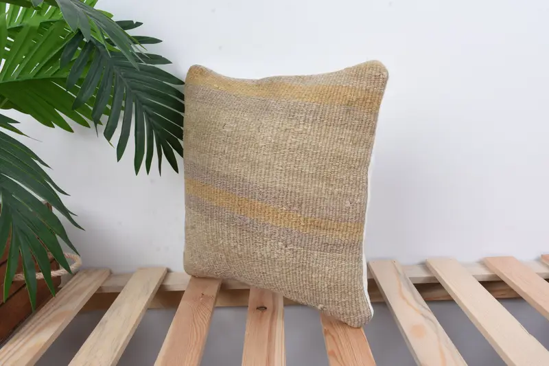 Pillow Cover, 12x12 Beige Pillow Sham, Home Decor Pillow, Square Throw Pillow Sham, Handmade Kilim Cushion, Turkish Kilim Pillow, Luxury Pillow - 5