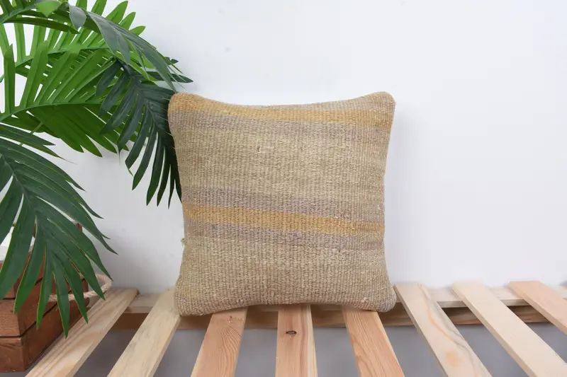 Pillow Cover, 12x12 Beige Pillow Sham, Home Decor Pillow, Square Throw Pillow Sham, Handmade Kilim Cushion, Turkish Kilim Pillow, Luxury Pillow - 1