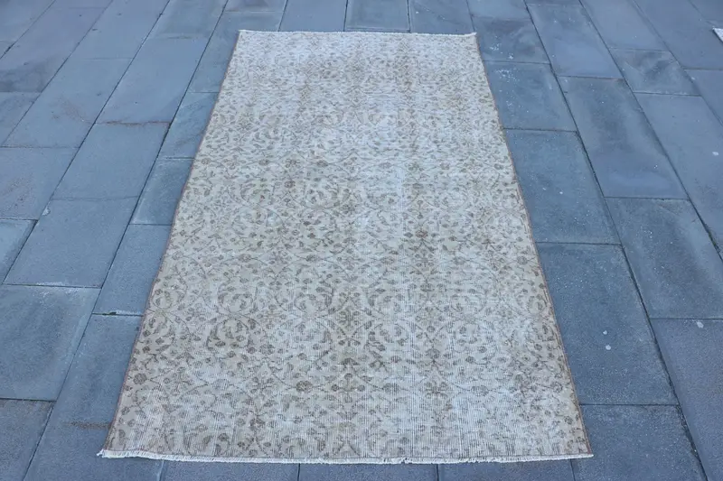 Elegante alfombra floral beige, decoración elegante de 3,5x6,5 pies