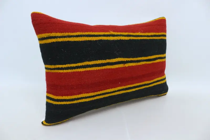 Cozy Throw Pillow Sham, Turkish Kilim Pillow, Cushion Cover, Vintage Pillow, 16x24 Red Pillow, Gift Pillow, Bolster Pillow, Custom Cushion Cover - 3