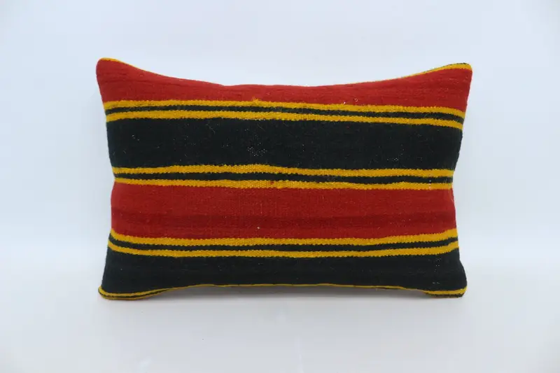 Cozy Throw Pillow Sham, Turkish Kilim Pillow, Cushion Cover, Vintage Pillow, 16x24 Red Pillow, Gift Pillow, Bolster Pillow, Custom Cushion Cover - 1