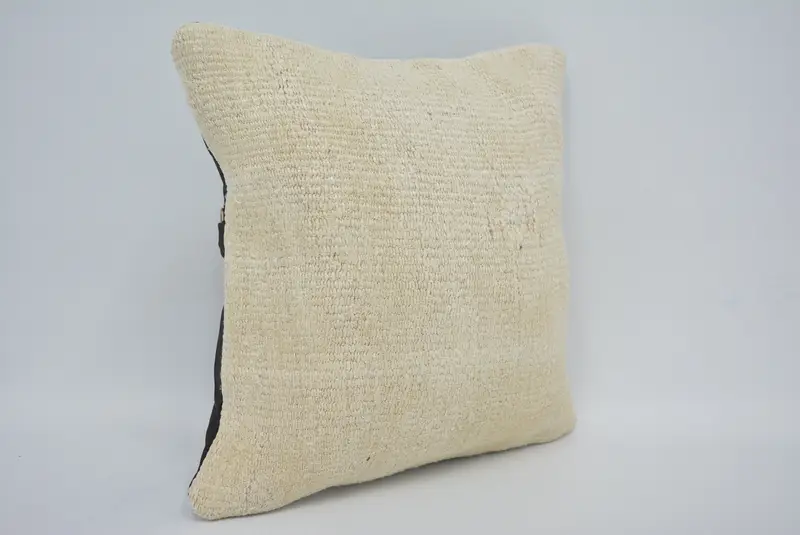 12x12 Beige Cushion Case, Handmade Kilim Cushion, Bench Pillow Case, Pillow Sham, Ethnical Kilim Rug Pillow, Boho Pillow Sham Cover - 3