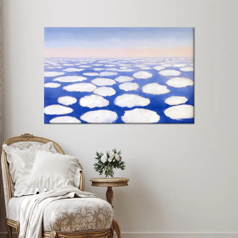 Lienzo abstracto surrealista moderno: la nube de O'Keeffe con un estampado vibrante