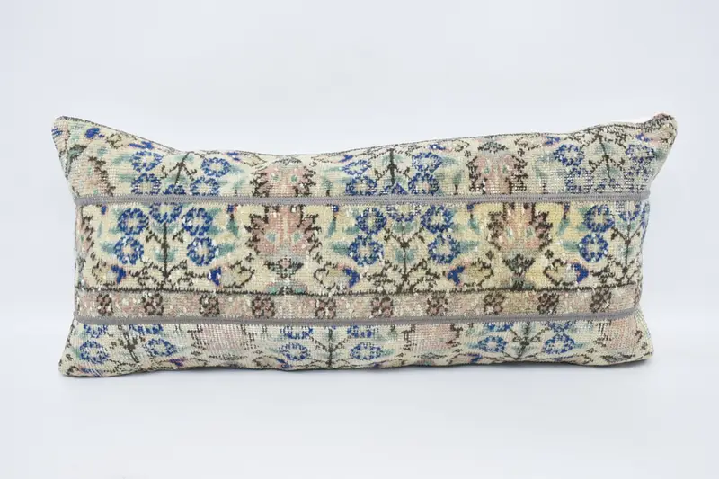 Outdoor Pillow Sham, Kilim Pillow Cover, Office Chair Pillow Sham, 16x36 Beige Cushion, Pillow for Sofa, Pillow Sham, Kilim Pillow - 1