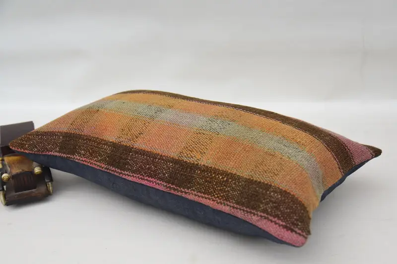 Patio Cushion Cover, Vintage Pillow, Gift Pillow, Boho Pillow, 12x20 Orange Pillow Cover, Morroccon Kilim Cushion Pillow Cover, Pillow Case - 6