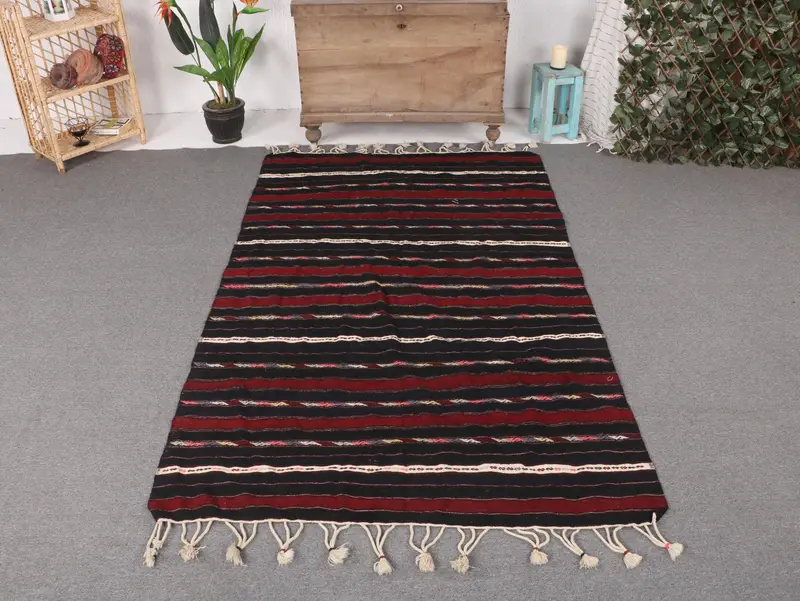 Red & Blue Check Rug, 4,5x7,5 ft Elegant Decor