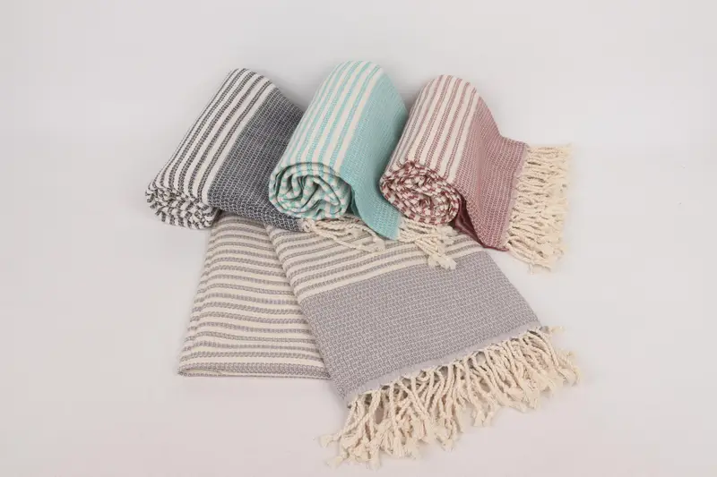 Bridal Shower Favors, Handmade Turkish Towel, Scarf Towel, Turkish Towel USA, Sand-free towel, Boyfriend Christmas Gift, 68x40 Cotton Striped Towel - 3