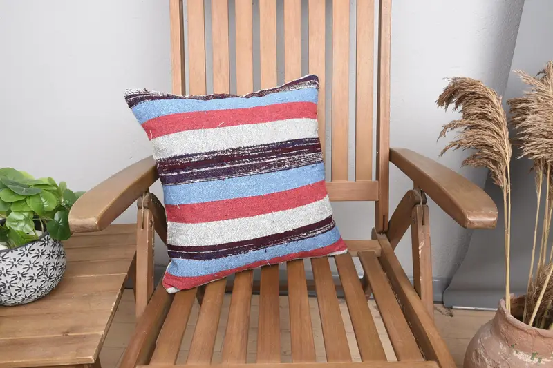 Turkish Pillow, Kilim Cushion Sham, Gift Pillow, Pillow Sham, Vintage Kilim Pillow Pillow, Designer Throw Pillow Cover, 16x16 White Pillow Case - 1