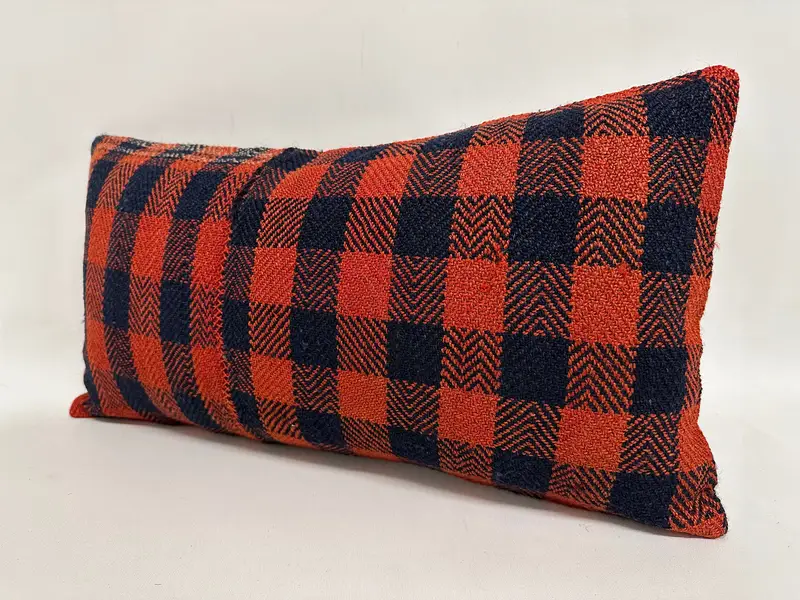 Home Decor Pillow, Vintage Kilim Throw Pillow, Bench Cushion Cover, Pillow, Authentic Pillow Cover, 12x24 Orange Pillow Case, Antique Pillows - 3