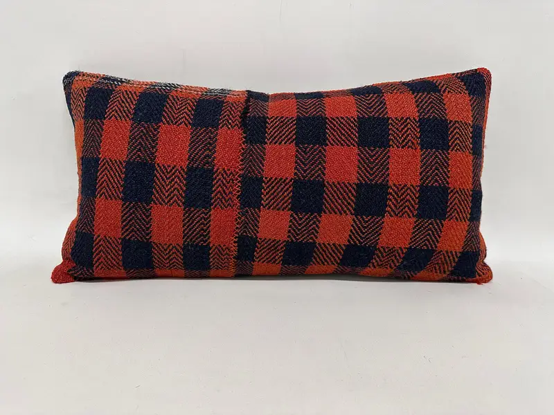 Home Decor Pillow, Vintage Kilim Throw Pillow, Bench Cushion Cover, Pillow, Authentic Pillow Cover, 12x24 Orange Pillow Case, Antique Pillows - 1