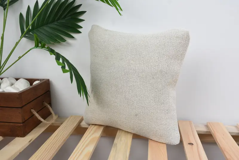12x12 White Cushion Cover, Kilim Pillow, Cozy Throw Cushion Cover, Throw Kilim Pillow, Interior Designer Pillow, Pillow - 5