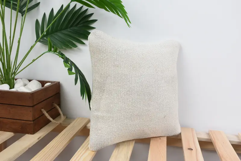 12x12 White Cushion Cover, Kilim Pillow, Cozy Throw Cushion Cover, Throw Kilim Pillow, Interior Designer Pillow, Pillow - 3