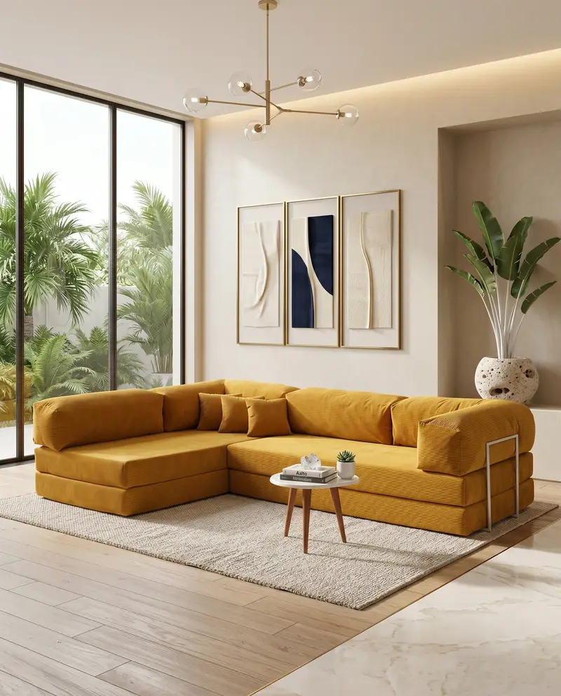Modular Couch, Floor Sofa, Low Profile Sofa, Velvet Sofa, Modern Couch, Minimal Sofa, Lounge Couch, Cozy Sofa, Comfy Couch, Living Room Sofa, product image