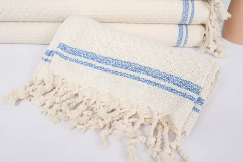 Monogram Kitchen Towel, Summer Gift, Bathroom Towels, Spa Gift, First Wedding Anniversary Gift, Small Bath Towels, 38x18 Cotton Striped Towel - 4