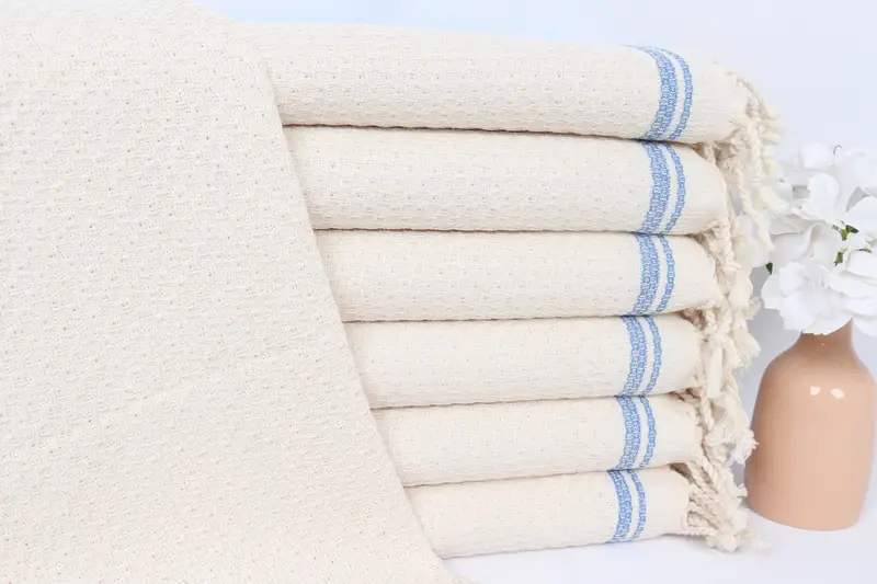 Monogram Kitchen Towel, Summer Gift, Bathroom Towels, Spa Gift, First Wedding Anniversary Gift, Small Bath Towels, 38x18 Cotton Striped Towel - 1