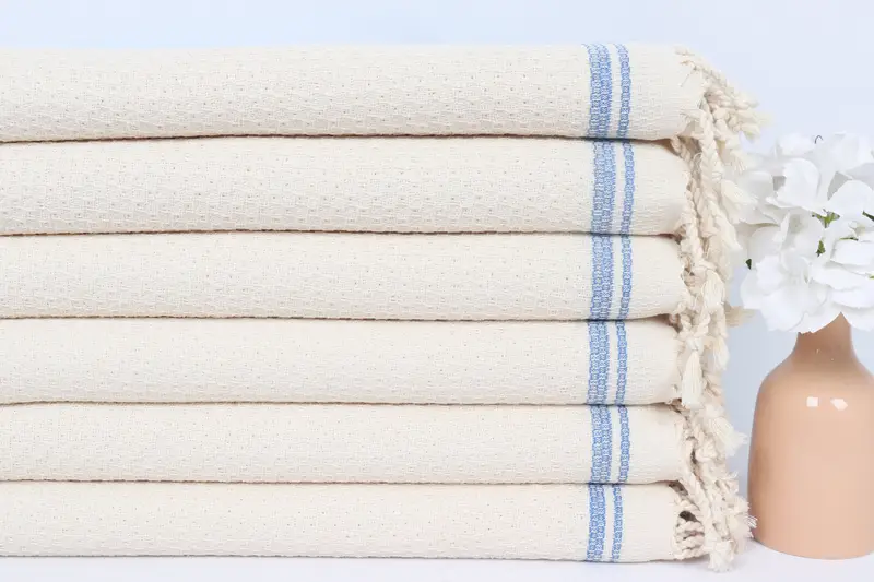 Monogram Kitchen Towel, Summer Gift, Bathroom Towels, Spa Gift, First Wedding Anniversary Gift, Small Bath Towels, 38x18 Cotton Striped Towel - 3