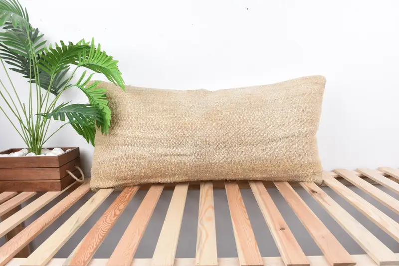 Morroccon Kilim Cushion Pillow Cover, Turkish Kilim Pillow, Interior Designer Pillow, 16x36 Beige Pillow, Pillow Sham, Kilim Pillow Cover - 1
