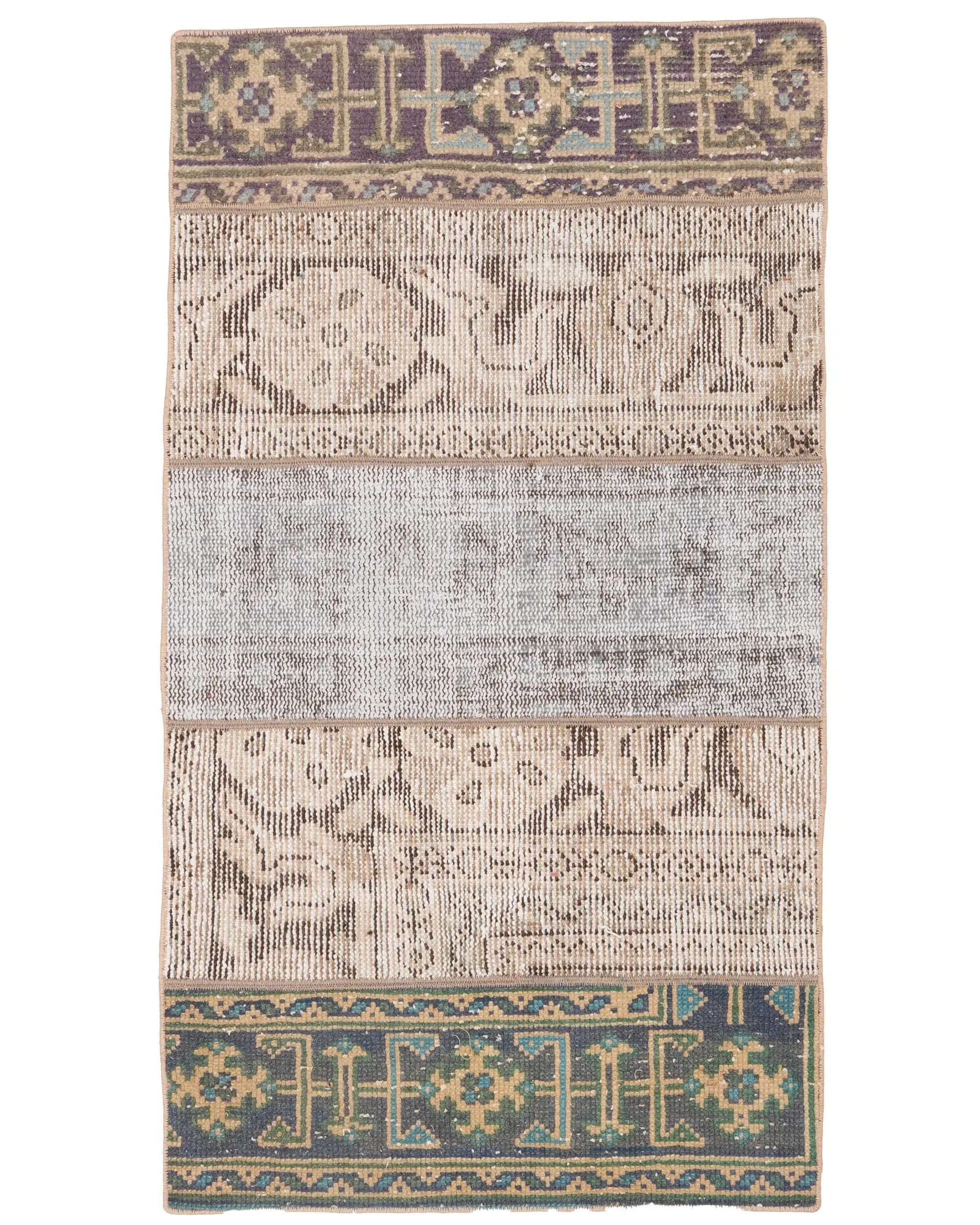 2.1x3.7 ft Rug, Vintage Turkish Rug, Brown Abstract Wool Rug - 1