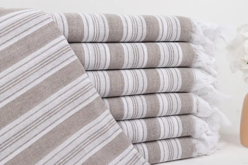 Bridal Shower Gift, Customized Towels, Organic Cotton Towel, Bachelorette Party Favors, Quick-Dry Beach Towel, 70x40 Cotton Striped Towel - 1