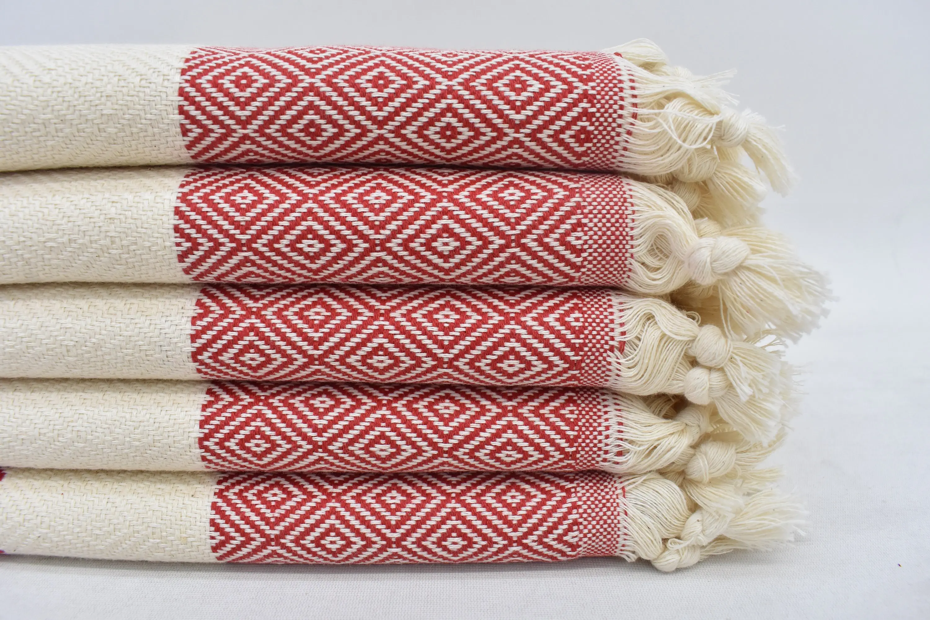 Wedding Shower Gift, 36x20 inches Red Diamond Tea Towel, Organic Cotton - 1
