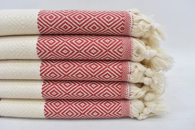 Wedding Shower Gift, 36x20 inches Red Diamond Tea Towel, Organic Cotton