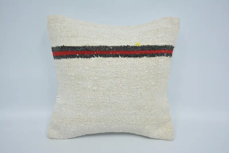 Traditional Cushion, Pattern Throw Cushion Case, 16x16 White Cushion Cover, Pillow Sham, Pillow for Sofa, Boho Pillow Sham Cover, Kilim Cushion Sham - 1