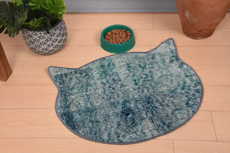 ボヘミアン ラウンド ウール プレースマット、ブルーとブロンズの伝統的なデザイン