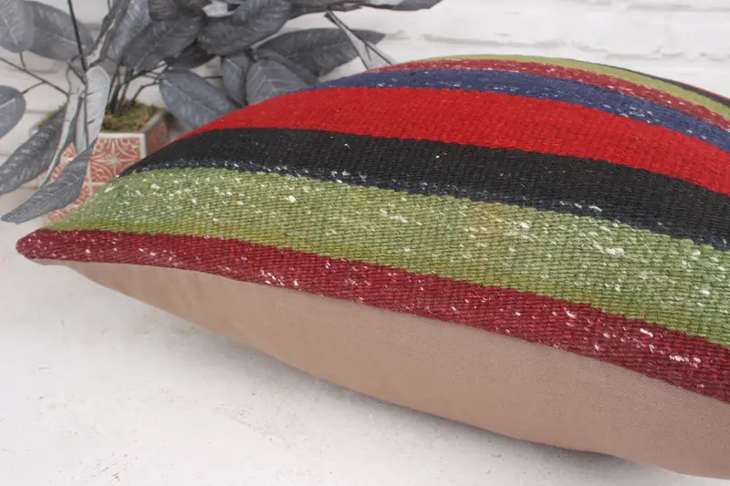 Turkish Kilim Pillow, Muted Cushion Case, Pillow Sham, Throw Kilim Pillow, 20x20 Blue Pillow Cover, Handmade Kilim Cushion, Colorful Cushion Case - 7