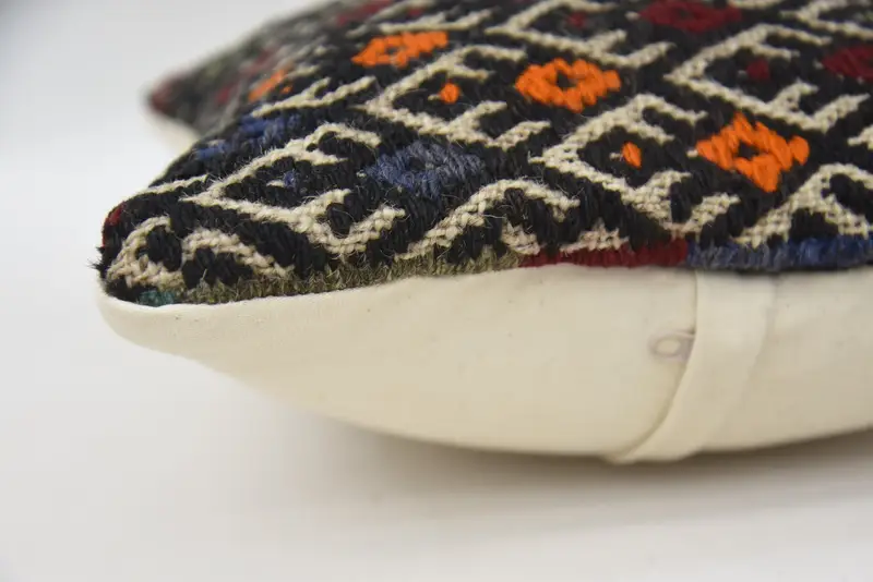 Kilim Cushion Sham, Cushion Case, Muted Cushion, Vintage Pillow, Vintage Kilim Pillow, Knitted Pillow, 12x12 Blue Pillow Cover - 5