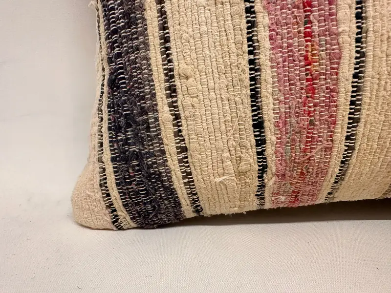 Turkish Pillow, Vintage Pillow, Kilim Pillow Cover, 12x24 Beige Pillow Sham, Toss Pillow, Pillow Sham, Authentic Cushion Cover, Throw Kilim Pillow - 2