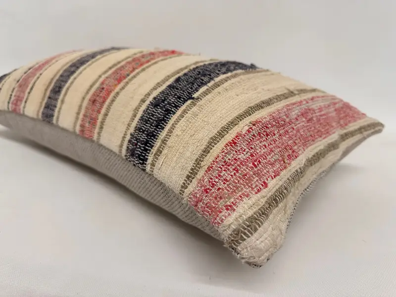 Turkish Pillow, Vintage Pillow, Kilim Pillow Cover, 12x24 Beige Pillow Sham, Toss Pillow, Pillow Sham, Authentic Cushion Cover, Throw Kilim Pillow - 6