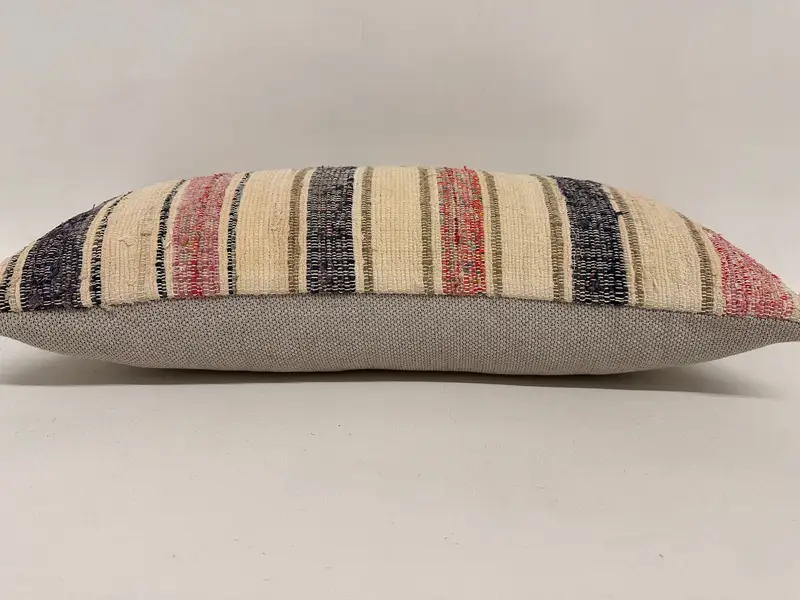 Turkish Pillow, Vintage Pillow, Kilim Pillow Cover, 12x24 Beige Pillow Sham, Toss Pillow, Pillow Sham, Authentic Cushion Cover, Throw Kilim Pillow - 5