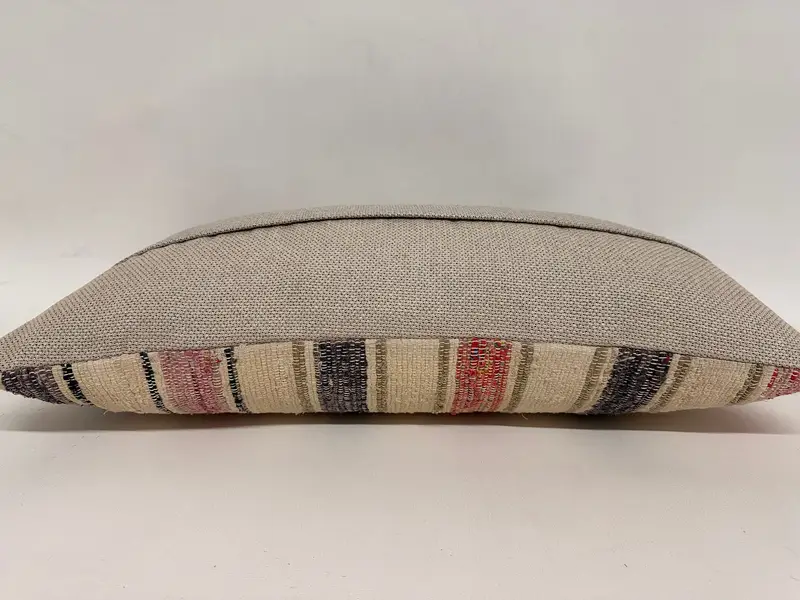 Turkish Pillow, Vintage Pillow, Kilim Pillow Cover, 12x24 Beige Pillow Sham, Toss Pillow, Pillow Sham, Authentic Cushion Cover, Throw Kilim Pillow - 7