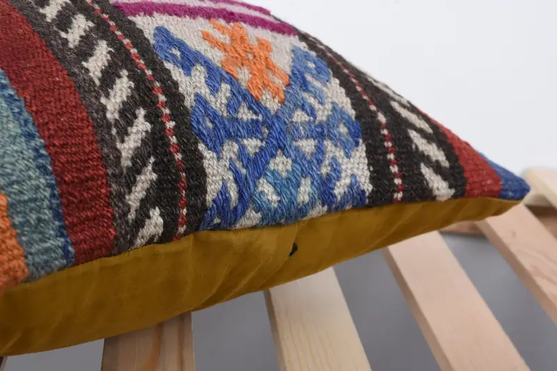 Pillow for Couch, Ottoman Pillow, Floor Pillow Case, Kilim Cushion Sham, Kilim Pillow, Pillow, Accent Pillow, 16x16 Red Pillow - 7