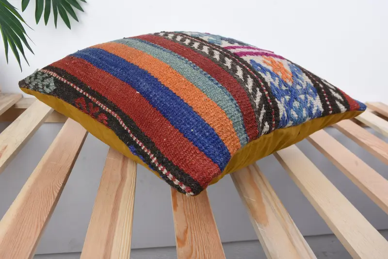 Pillow for Couch, Ottoman Pillow, Floor Pillow Case, Kilim Cushion Sham, Kilim Pillow, Pillow, Accent Pillow, 16x16 Red Pillow - 6