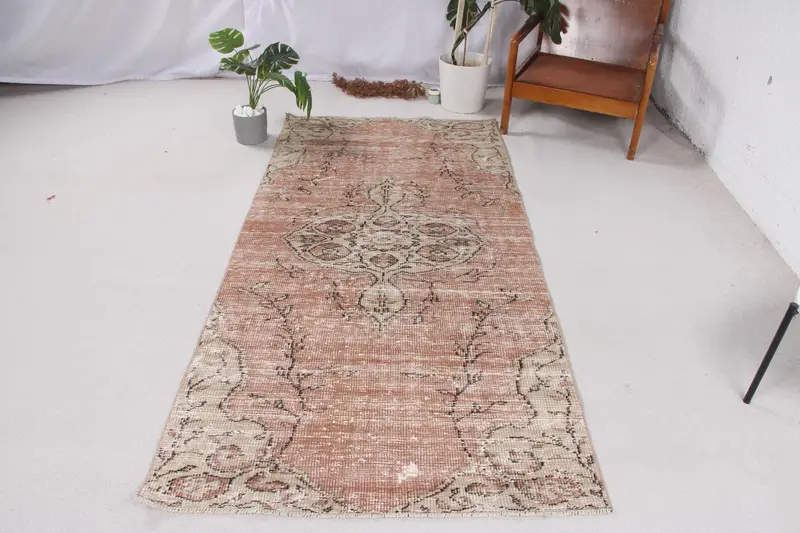 Elegant Brown & Green Ikat Rug, 3.6x7.6 ft