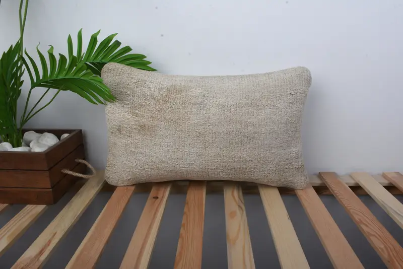 Tribal Cushion, Boho Pillow, Kilim Pillow Cover, Christmas Cushion Case, Accent Cushion, Cushion, 12x20 Beige Pillow Case, Gift Pillow - 1